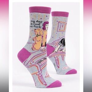 NWT Blue Q My Dog is Cool as F Crew Socks